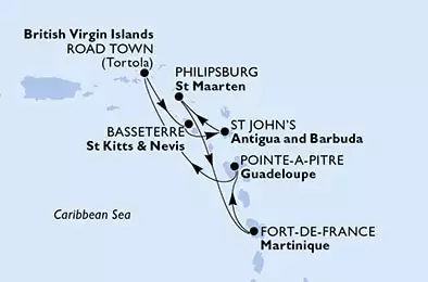 Pointe-a-Pitre,Road Town,Basseterre,St John s,Philipsburg,Fort de France,Pointe-a-Pitre