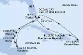 Miami,Puerto Plata,San Juan,Ocean Cay,Miami,Isla de Roatan,Costa Maya,Cozumel,Ocean Cay,Miami