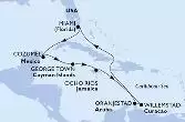 Miami,Cozumel,George Town,Ocho Rios,Willemstad,Oranjestad,Miami