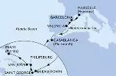 Marseille,Barcelona,Valencia,Casablanca,Bridgetown,Saint George,Philipsburg,San Juan,Miami