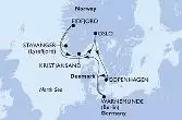 Oslo,Copenhagen,Warnemunde,Stavanger,Eidfjord,Kristiansand,Oslo