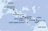 Civitavecchia,Alexandria,Suez Canal North,Suez Canal South,Aqaba,Muscat,Doha,Dubai