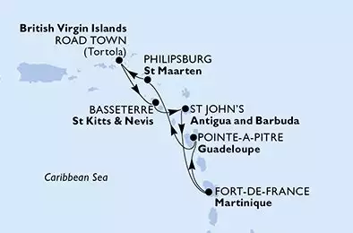 Fort de France,Pointe-a-Pitre,Philipsburg,Road Town,Basseterre,St John s,Fort de France