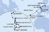 Fort de France,Pointe-a-Pitre,Castries,Bridgetown,Kingstown,Saint George,Fort de France,Pointe-a-Pitre,Philipsburg,Ponta Delgada,Hamburg,Le Havre,Southampton