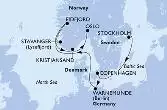 Stockholm,Copenhagen,Warnemunde,Stavanger,Eidfjord,Kristiansand,Oslo