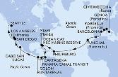 Civitavecchia,Genoa,Marseille,Barcelona,Funchal,Philipsburg,Ocean Cay,Miami,Miami,Cartagena,Colon,CTB-Panama Canal,BLB-Panam Canal,Puntarenas,Cabo San Lucas,San Diego,Los Angeles,Seattle