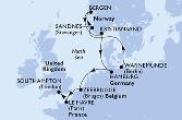 Warnemunde,Sandnes,Bergen,Kristiansand,Hamburg,Zeebrugge,Le Havre,Southampton