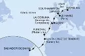 Hamburg,Southampton,Le Havre,Gijon,La Coruna,Funchal,Santa Cruz de Tenerife,Salvador