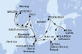 Warnemunde,Gdynia,Klaipeda,Riga,Stockholm,Copenhagen,Warnemunde,Bergen,Eidfjord,Kristiansand,Oslo,Copenhagen,Warnemunde