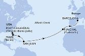 Port Canaveral,Miami,San Juan,Funchal,Barcelona