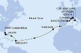 Port Canaveral,Miami,San Juan,Funchal,Barcelona,Cannes,Genoa,La Spezia,Civitavecchia